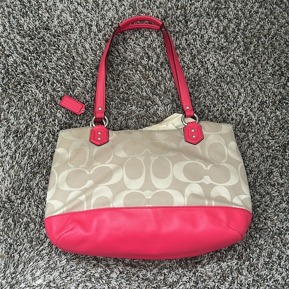 Vintage Coach Campbell Abby COACH Khaki & Pink Signature Hobo Shoulder Bag - Picture 4 of 15